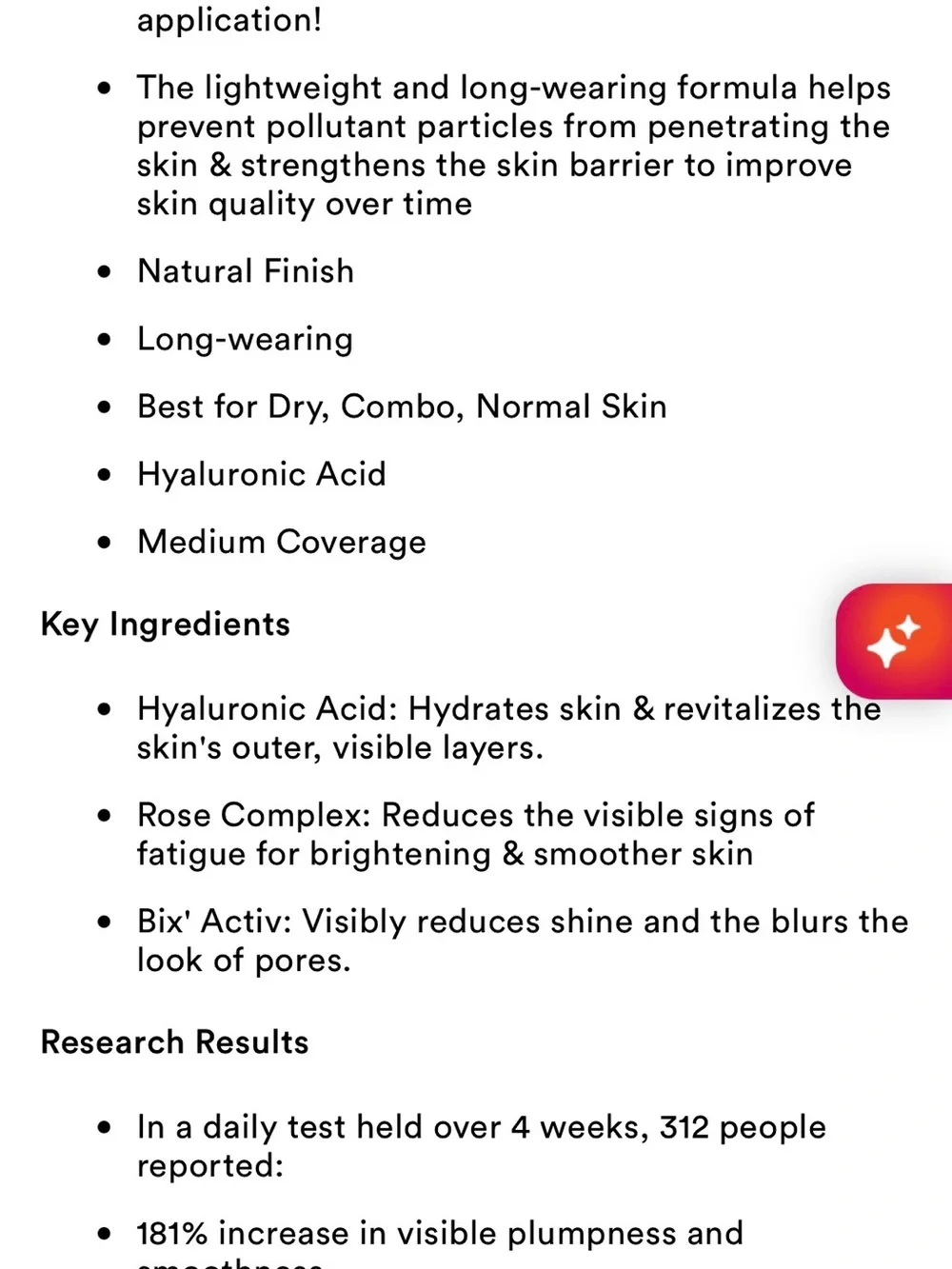 Charlotte Tilbury Foundation Information Sheet - Black & White Text